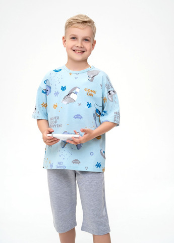 Голубая летняя футболка детская ISSA PLUS Футболка-GCD1-19