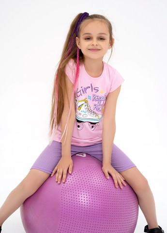 Розовая летняя футболка детская ISSA PLUS Футболка-CD1-29