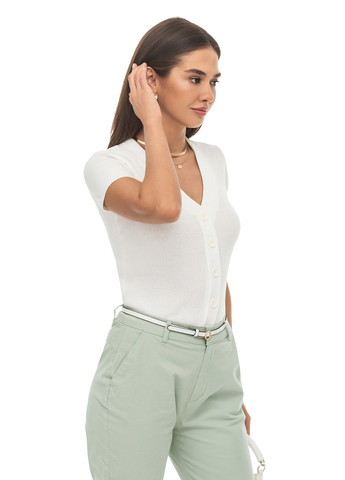 Молочна тонка блуза з коротким рукавом SVTR