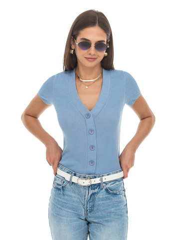 Блакитна тонка блуза з коротким рукавом SVTR