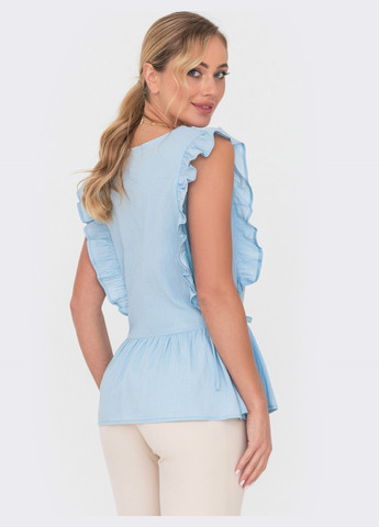 Блакитна блакитна блузка без рукавів з рюшами Dressa