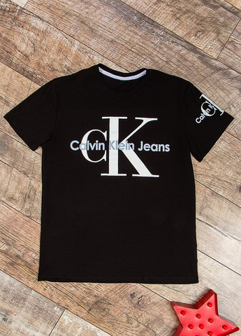 Черная летняя футболка жіноча з надписом "calvin klein" чорний (p-200193-1-o-2) No Brand