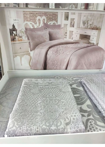 Покрывало жаккардовое Mina Lavanda + 2 наволочки 50х70 с ушками 250х260 см Dantela Vita (259245861)