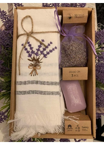 Набор полотенец для кухни Lavanda (3 шт) + мыло + ароматическое саше 40х60 см Nilteks белый
