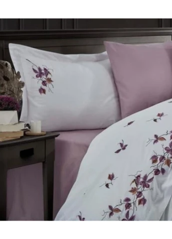 Комплект постільної білизни Sonbahar Lilac з вишивкою Евро Dantela Vita (259244439)
