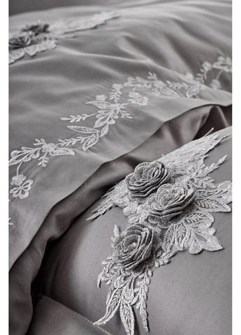 Комплект постільної білизни Safir Antracit з мереживом Евро Dantela Vita (259245454)