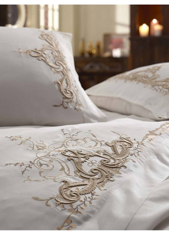 Постельное белье Olivia Beige с вышивкой Евро Dantela Vita (259246520)