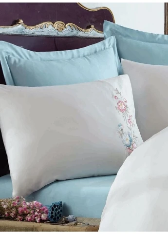 Постельное белье Frezya Blue с вышивкой Евро Dantela Vita (259247502)