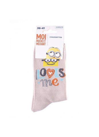 Шкарпетки Minion Loves Me 1-pack 36-41 pale gray-yellow Minions (259296429)