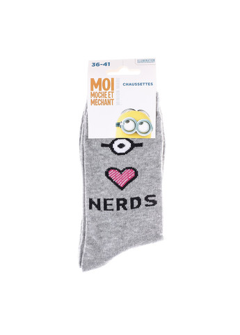 Сірі шкарпетки heart eye nerds 1-pack 36-41 light gray Minions (259296441)