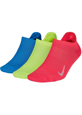 Шкарпетки Everyday Plus Lightweight No Show 3-pack 34-38 blue/salad/pink Nike (259296582)