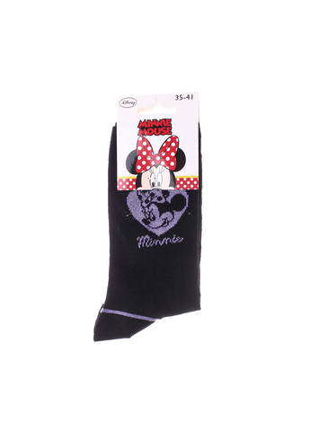Чёрные носки minnie clear minnie head in heart 1-pack 35-41 black/purple Disney (259296496)
