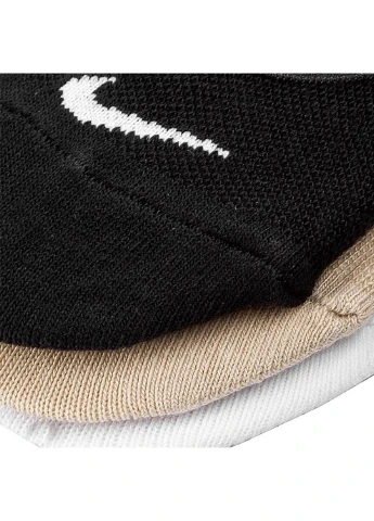 Бежевые носки women's everyday lightweight footie 3-pack 34-38 black/beige/white Nike (259296560)