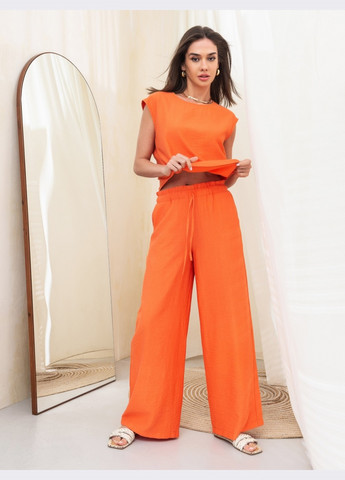 брючный костюм оранжевого цвета с блузкой Dressa (259261934)