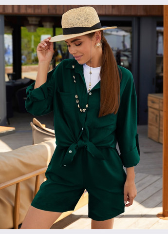 темно-зеленый костюм из свободной рубашки и шорт Dressa (259261943)