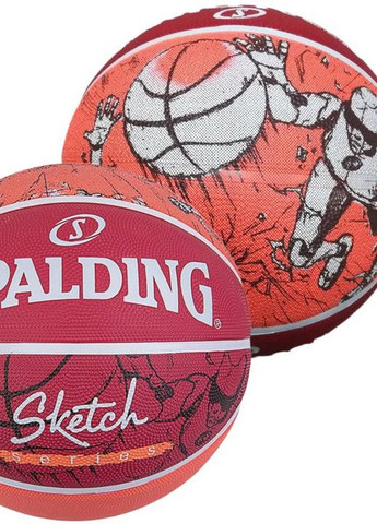 Мяч баскетбольный резиновый №7 Sketch Drible Красный Spalding (259296278)