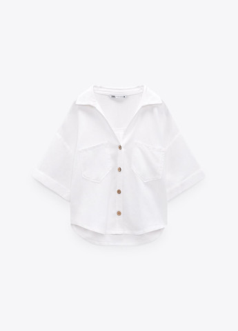 Белая праздничный рубашка однотонная Zara