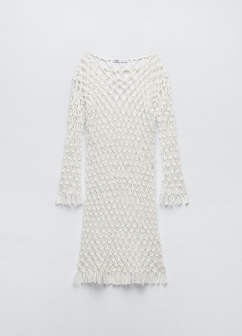 Белое пляжное платье Zara однотонное