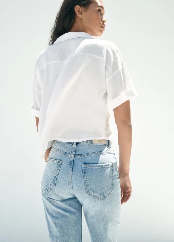 Белая праздничный рубашка однотонная Zara