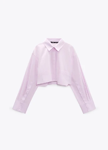Светло-лиловая повседневный рубашка однотонная Zara