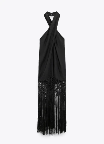 Чорна вечірня сукня Zara однотонна