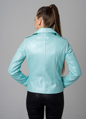 Голубая демисезонная женская кожаная куртка весна Fabio Monti