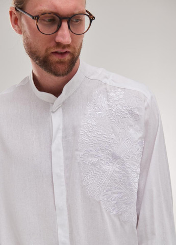 Біла чоловіча вишиванка "петриківська" MEREZHKA бавовна (259297830)