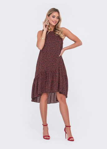 Чорна принтована сукня з бавовняною підкладкою чорна з червоним Dressa