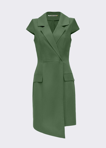 Зеленое кэжуал зелёное кежуал платье-пиджак с асимметричным низом однотонное платье-жакет Dressa однотонное