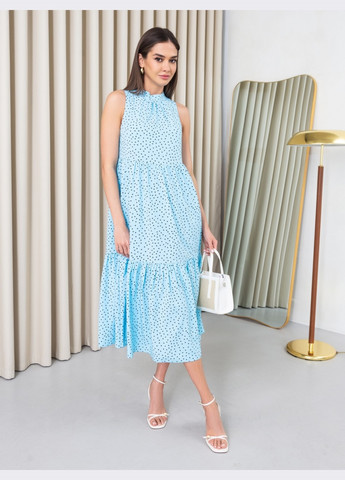 Голубое голубое платье в мелкий горошек Dressa