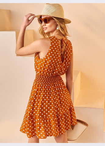 Оранжевое короткое платье в горошек оранжевое Dressa