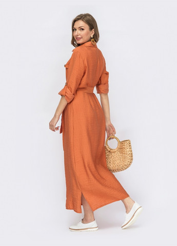 Помаранчева помаранчеве плаття-сорочка з ґудзиками Dressa