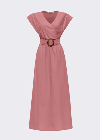 Розовое розовое платье из льна с расклешенной юбкой Dressa