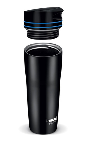 Термокухоль 360 мл MANQ чорний з синьою вставкою LT4050 Lamart (259299406)