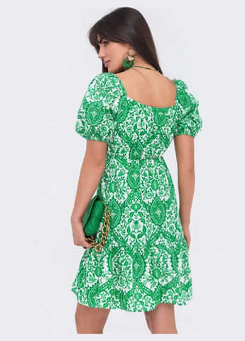 Зеленое зеленое платье с принтом в стиле кежуал Dressa