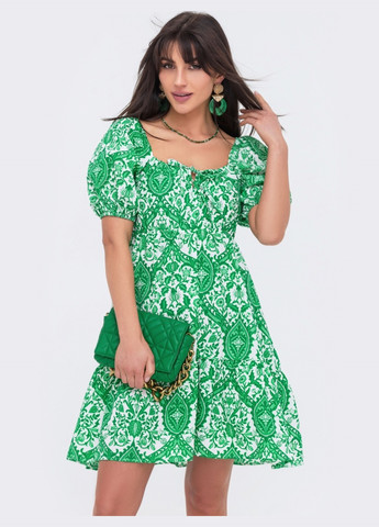 Зелена зелене плаття з принтом у стилі кежуал Dressa