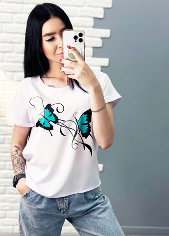Белая летняя женская блузка-футболка Fashion Girl Arial