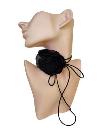 Чокер на шию квітка з трояндою на шнурку чорного кольору, прикраса на шию шифонова троянда Ksenija Vitali (259318160)
