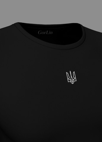 Чорна чоловіча футболки з гербом україни GorLin