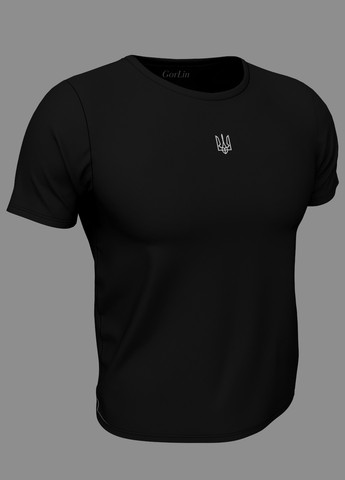 Черная мужская футболка с гербом украины GorLin