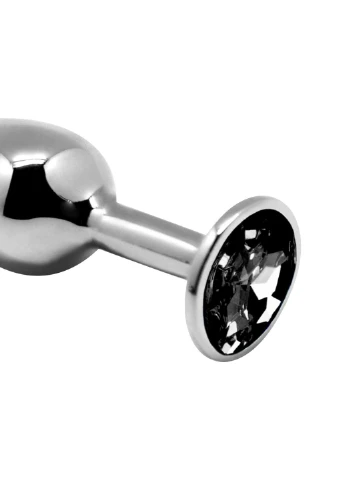 Металлическая анальная пробка с кристаллом Mini Metal Butt Plug Black Alive (259346709)
