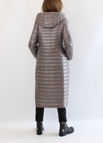 Пудрова демісезонна жіноче довге стьобана пальто fix 46/48/50/54 капучіно сніговим рожевим Fodarlloy