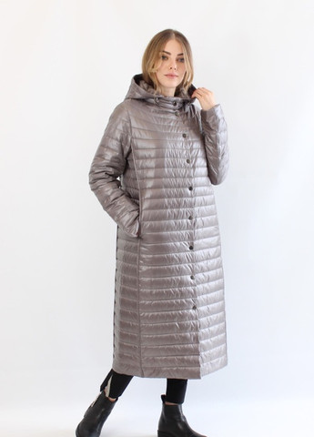 Пудрова демісезонна жіноче довге стьобана пальто fix 46/48/50/54 капучіно сніговим рожевим Fodarlloy