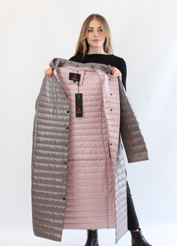 Пудрова демісезонна жіноче довге стьобана пальто fix 46/48/50/54 капучіно сніговим рожевим Fodarlloy