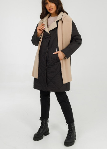 Чорна демісезонна пальто кокон synda l-4xl чорний Snow Owl