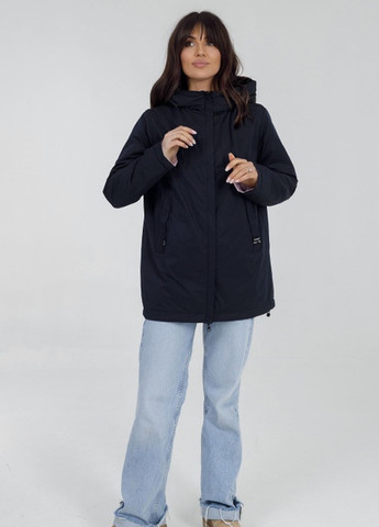 Темно-синя демісезонна двостороння куртка-парка батал 48р janie синій рожевий зифір Lora