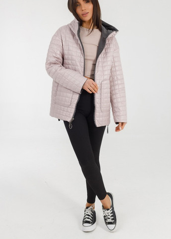 Графітова демісезонна куртка-парка двухсторонняя батал 46-60р графітовий/пудровий Mishele