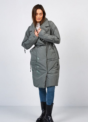 Женский тренч кокон oversize Begonia 46 фисташковый Mishele тренчкот на магниты демисезон (259351522)