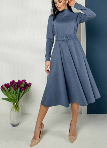 Темно-голубое кэжуал платье Ри Мари однотонное