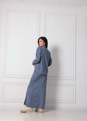 Темно-голубая кэжуал однотонная юбка Ри Мари